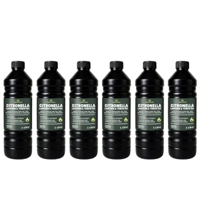 Image of CUQOO 1L Scented Citronella Oil for Garden Burners Torch Lamp Outdoor Insect Repelling Lantern and Tiki Torches (6 Pack)