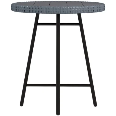 Image of Outsunny Outdoor Coffee Table, Garden PE Rattan Side Table with Plastic Wood Top, X Shape Support for Indoor, Outdoor, Balcony, Patio, Grey