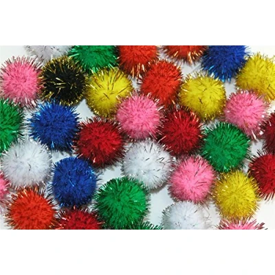Image of BCreative Glitter Pompoms Assorted Colours Pack of 100