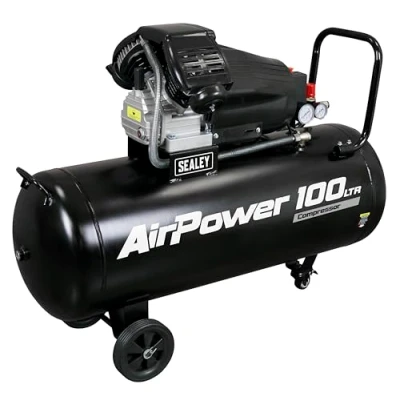 Image of Sealey V Twin Direct Drive Air Compressor, 100L, 3hp, 13.7cfm, 116psi, 2.2kW SAC10030VA