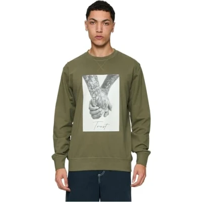 Image of Mister Tee Trust 2.0 Crewneck Sweatshirt, Men&#039;s, Size: XL, Olive