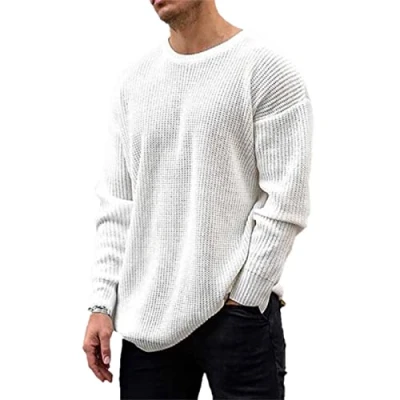 Image of Suncolour Mens Knitted Sweaters Jumper Men Slim Fit Pullover Classic White Thermal Tops Size S M L XL 2XL 3XL