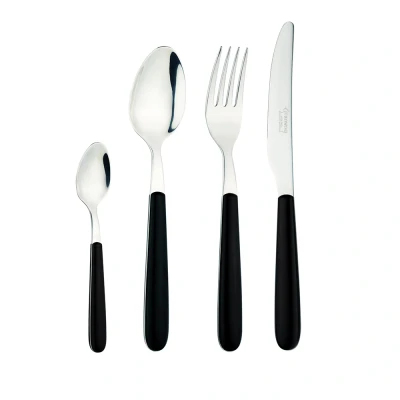 Image of Grunwerg Greenworks 24 Piece Boxed Cutlery Set, Recycled Plastic, Eco Friendly, Furnace Black