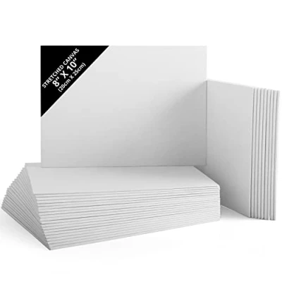 Image of BELLE VOUS 30 Pack Blank Canvas 20 x 25cm (8 10 inches) Pre Stretched Panel Boards Suitable for Acrylic and Oil Painting Also Sketching Drawing