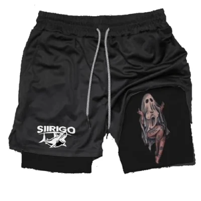 Image of Siirigo Shorts Men, Sexy Boobs Graphic Print Gym Performance Shorts, Running with Phone Pocket (XL,C 3)