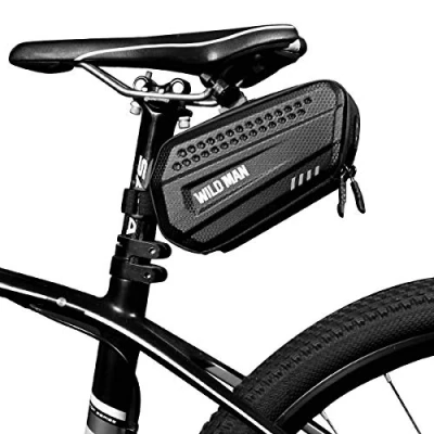 Image of Bike Saddle Bag, XPhonew Waterproof Bicycle Under Seat Pack Pannier Storage Bag for Mountain Road MTB Bike, Repair Tools Pocket Cycling Pouch, 3D Hard Shell, Dual Opening Compartment Design