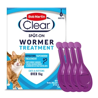 Image of Bob Martin Clear Spot On Wormer for Cats &amp; Kittens 100% Effective Tapeworm Treatment (4 Pipettes)