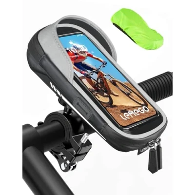 Image of LEMEGO Bike Phone Holder Waterproof Motorbike 360 Degree Rotatable, Bicycle Mount, Handlebar Bag with Rain Cover &amp; Reflective for up to 6.5&#039;&#039; Smartphone