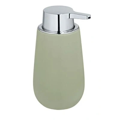 Image of WENKO Badi Liquid Soap Dispenser 0.32 L, Ceramic, Lime Green, 16 x 8 9.5 cm