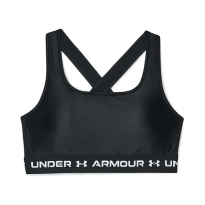 Image of Under Armour Women&#039;s Mid Crossback Matte/Shine Sports Bra SS21 Medium Black