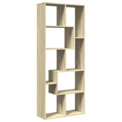 Image of vidaXL Room Divider Bookcase Sonoma Oak, 67x25x161.5cm, Engineered Wood 8 Shelves for Living Room, Bedroom, Study, Basement