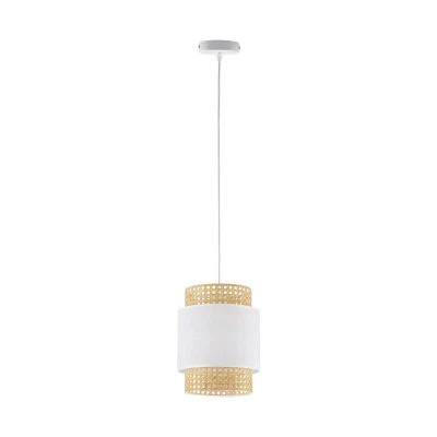 Image of Boho Slim Pendant Ceiling Light White, Rattan 1xE27
