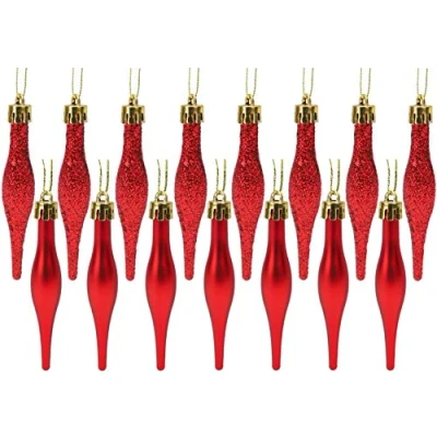 Image of Christmas Concepts® Pack Of 15 8.5cm, 85mm (3.4&quot;) Droplet Baubles Matte &amp; Glitter Design (Red)