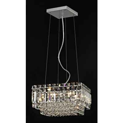Image of Alvery 5 Light Polished Chrome Ceiling Fitting Square Clear Crystal