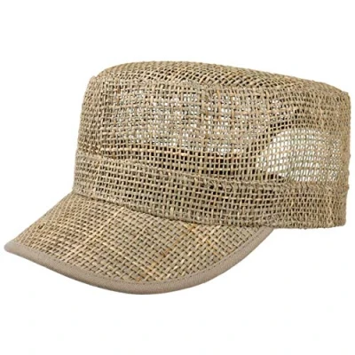 Image of Lipodo Straw Army Cap Ladies/Men Size Adjustable with Hook and Loop Closure 55 57 cm Airy Summer Military Spring/Summer Nature One