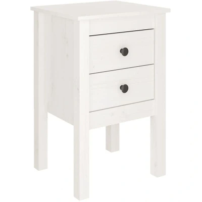 Image of vidaXL Bedside Cabinet White 40x35x61.5 cm Solid Wood Pine