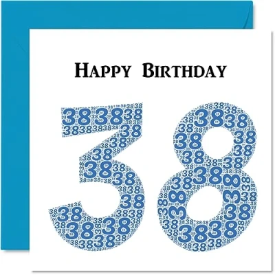 Image of Fun 38th Birthday Cards for Men Shapecloud Happy Card Dad Mum Son Daughter Brother Sister Uncle Auntie Cousin, 145mm x Greeting Cards,