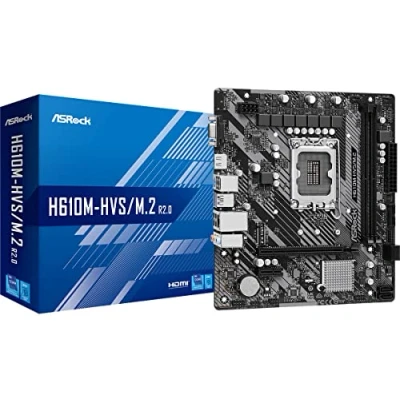 Image of Asrock H610M HVS/M.2 R2.0, Intel H610, 1700, Micro ATX, 2 DDR4, VGA, HDMI, PCIe4, 1x M.2