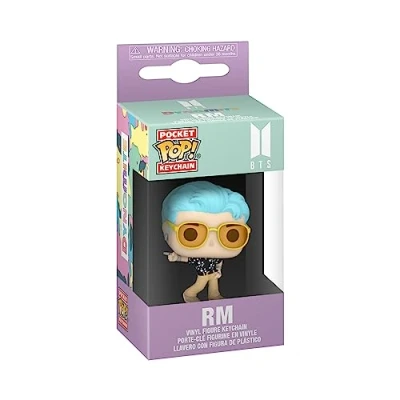 Image of Funko POP! Keychain: BTS Dynamite RM Novelty Keyring Collectable Mini Figure Stocking Filler Gift Idea Official Merchandise Music Fans Backpack Decor