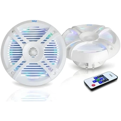 Image of Pyle 6.5 Dual Waterproof Marine Speakers 250W Outdoor Car/Boat Radio Stereo Waterproof/Weather Proof System Pair LED Light Mount Kit Speaker Wire Grill PLMRX68LEW