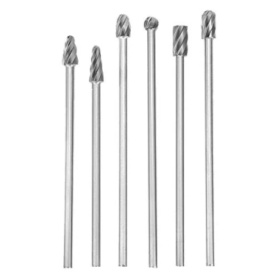 Image of 6pcs 6mm 1/4&quot; Shank Aluminum Rotary Burr Extra Long 150mm Milling Cutter 154mm, 160mm, 164mm, 166mm, 167mm, 168mm
