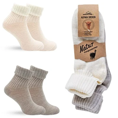 Image of Mountrex® Alpaca Socks, Wool Socks for Men and Women, Winter Warm Slipper Thermal Thin Thick, Cuddly 2 Pairs 35 38