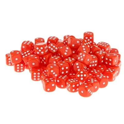 Image of Inzopo Pack of 100 D6 Dice Set 16mm 6 Sided Cube Rounded Role Playing Choice 7 Color Orange, 16*16*16mm Orange