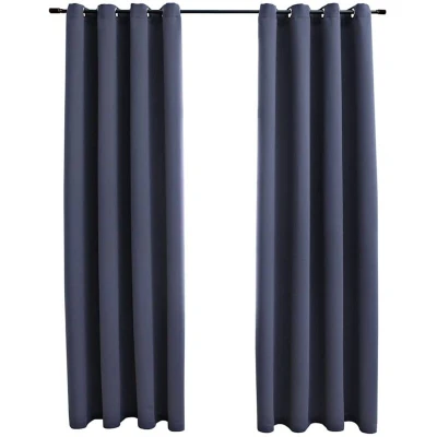 Image of vidaXL Blackout Curtains with Metal Rings 2 pcs Anthracite 140x225 cm
