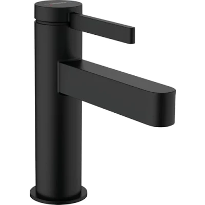 Image of hansgrohe Finoris Basin Mixer Tap 100 with push open waste set, matt black, 76010670