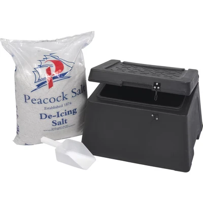 Image of Salt &amp; Grit Bin c/w Moulded Scoop; 30L; Black