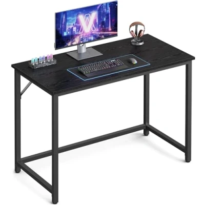 Image of VASAGLE Computer Desk, Small Office Desk and Workstation, Work for Home Office, Study, Bedroom, 50 x 100 76 cm, Industrial Style, Metal Frame, Black LWD041B56