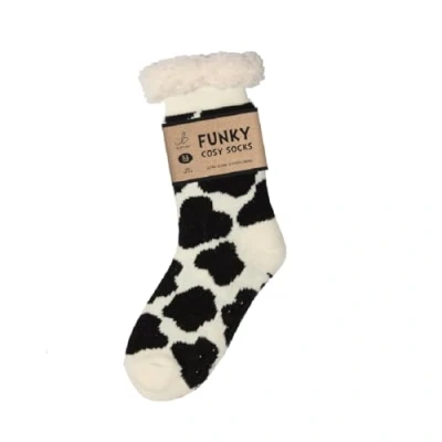 Image of Bartleby Ladies Sherpa Socks Cow Patch