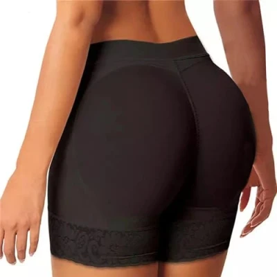 Image of Hanaoops Women Butt Lifter Tummy Control Knickers Hip Enhancer Body Shaper Padded Lace Panties Seamless Shorts Shaping Underwear Slimming Pants Under Dresses Black