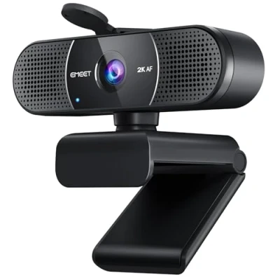 Image of EMEET C960 2K Webcam with Microphone, QHD, 2 Noise Reduction Mics, TOF Autofocus Streaming Privacy Cover, Plug&amp;Play USB for Calls/Conference, Zoom/Skype/YouTube, Laptop/Desktop