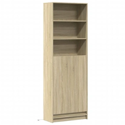 Image of vidaXL Sonoma Oak Highboard with RGB LED Lights Engineered Wood Cupboard Storage for Living Room/Bedroom 69x32.5x200cm