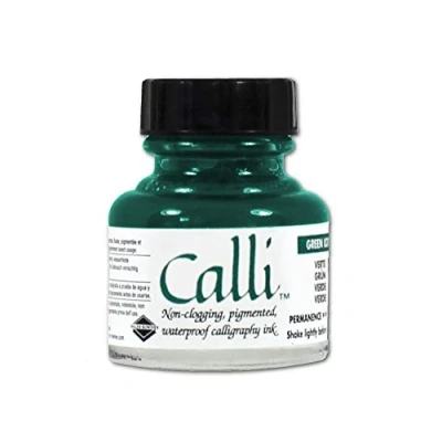 Image of Daler Rowney Calli Calligraphy Ink, Glass Bottle, 1oz 29.5 ml, Green