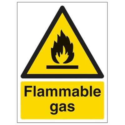Image of VSafety Flammable Gas Warning Sign Portrait 200mm x 300mm 1mm Rigid Plastic
