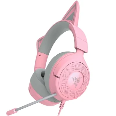 Image of Razer Kraken Kitty V3 X Wired Headset for Gaming Iconic Ears 270g Lightweight HyperClear Cardioid Mic TriForce 40 mm Drivers 3,5mm Audio Jack Quartz