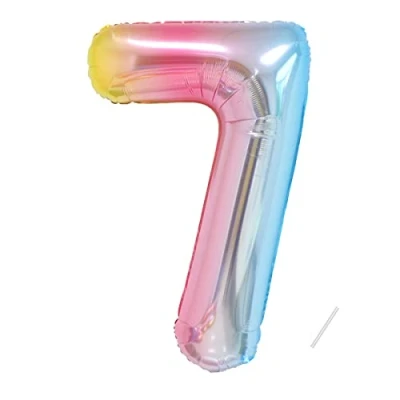 Image of Number Balloons 7,Rainbow 7 for Birhtday Party Decoration,40 Inch Giant Helium Foil Boys Girls 7th Birthday Decor Anniversary Decorations Supplies