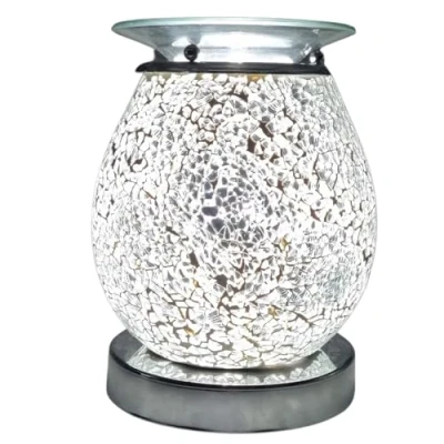 Image of Cello Silver Mosaic Touch Electric Melt Burner Wax &amp; Oil Burner. New Home Gifts, Decor, Room Bedroom Accessories Office Accessories. Diffuser With Light Bulb.