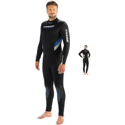 Image of Cressi Men&#039;s Castoro Monopiece 5mm Men s Modular Diving Wetsuit, Black/Red/Silver, 2 UK