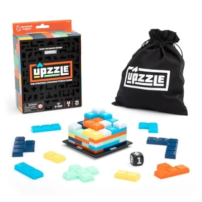 Image of Learning Resources Upzzle Strategic Stacking Puzzle Game, Brain Teaser Gifts for 7 Year Old Girls and Boys, Travel Game 2 Players