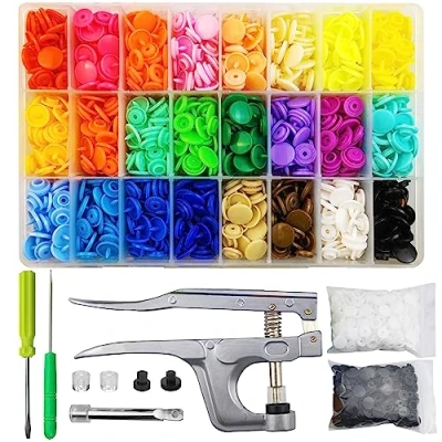 Image of 460 Sets T5 Plastic Snaps with Snap Pliers, 24 Colors 12mm Buttons for Sewing, Fasteners kit Clothing, Crafting, Diaper, Bibs