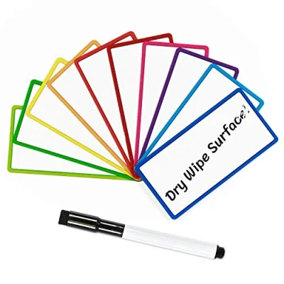 Image of The Magnet Shop Magnetic Dry Wipe Labels Multi Coloured, Flexible Erase Small Whiteboard for your Fridge, Home, School, Office, Warehouse. Great Agile, Scrum, Kanban or Lean (100mmx50mm)