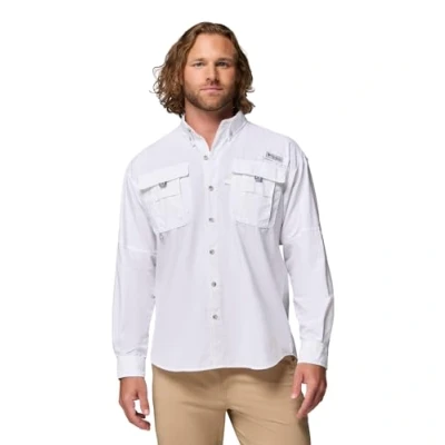 Image of Columbia Men&#039;s Bahama II Long Sleeve Shirt, 2024 White, Large Tall