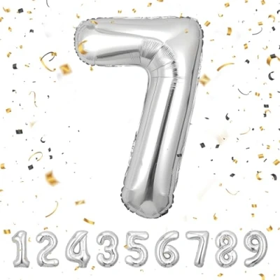 Image of Number Balloons 7,Sliver 7 for Birhtday Party Decoration,40 Inch Giant Helium Foil Boys Girls 7th Birthday Decor Anniversary Decorations Supplies