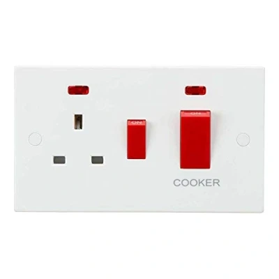Image of KnightsBridge 45A DP Cooker Switch and 13A Socket with Neons