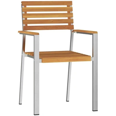 Image of vidaXL Stackable Garden Chairs 4 pcs Solid Wood Acacia&amp;Stainless Steel