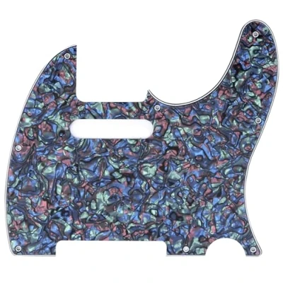 Image of Musiclily 8 Hole Tele Pickguard Scratch Plate for Fender USA/Mexican Standard Telecaster Modern Style Electric Guitar, 4Ply Abalone Shell