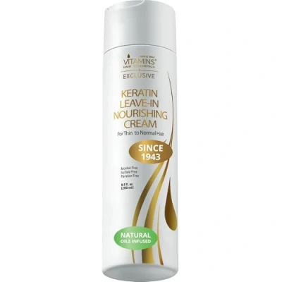 Image of Vitamins Keratin Leave In Conditioner Moisturiser Thin to Normal Hair Care Moisturising Hydrating Anti Frizz Detangler Cream for Dry Damaged Curly